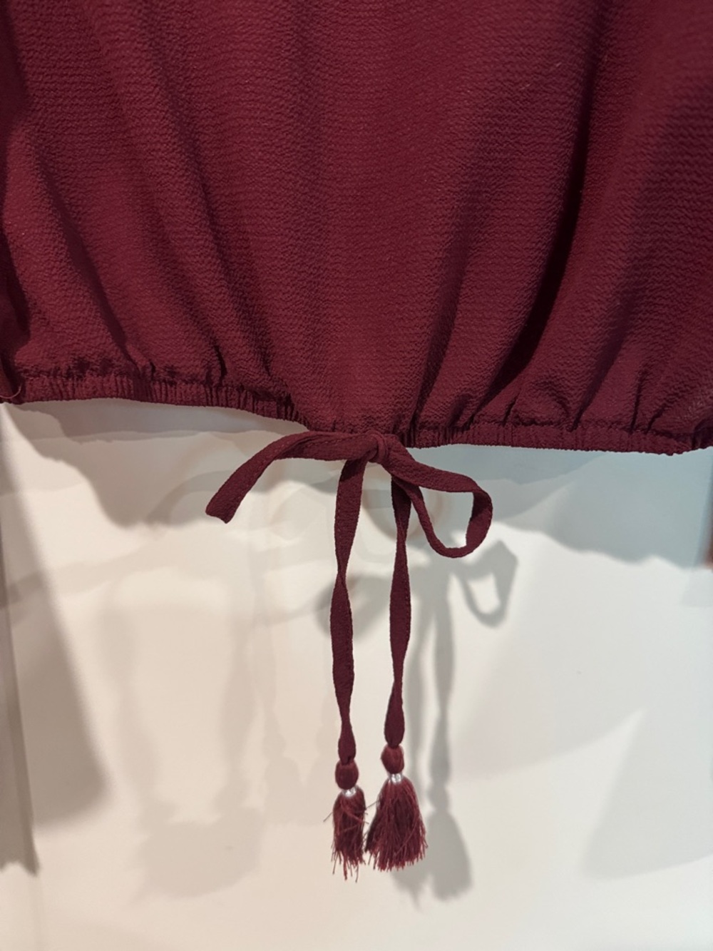 Rue21 Burgundy Embroidered V-Neck Tie-Front Blouse / AA20 - Picture 5 of 6